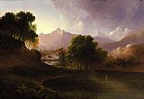 Famous Stream Paintings - Landscape with Stream and Mountains